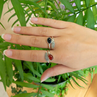 Bague Cornaline ou Onyx plume
