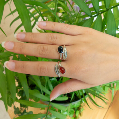 Bague Cornaline ou Onyx plume