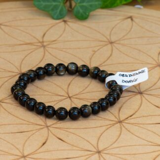 Bracelet Obsidienne Dorée 8 mm