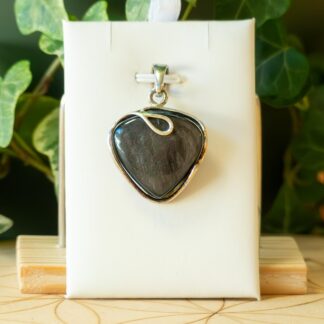 Obsidienne Argentée pendentif Cœur