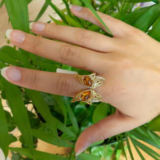 Bague Ambre papillon