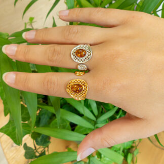 Bague Ambre croisillons