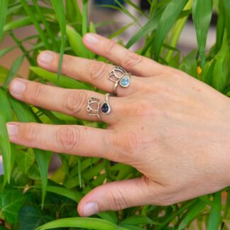 Bague Aigue-Marine ou Améthyste Lotus