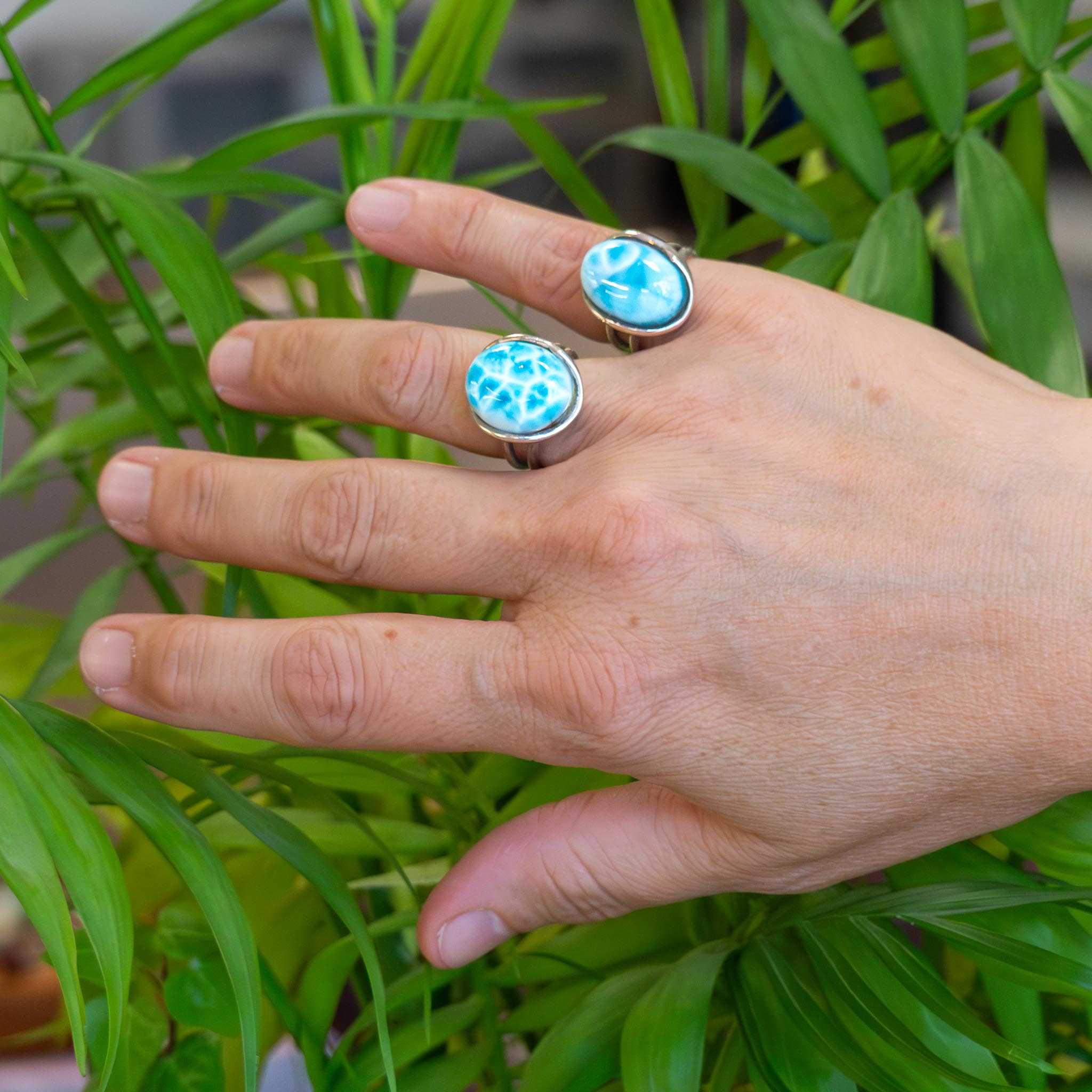 Bague Larimar Gros Cabochon