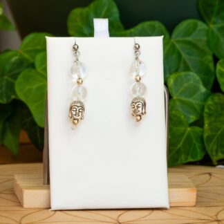 Boucles d'oreilles Cristal de Roche/Bouddha