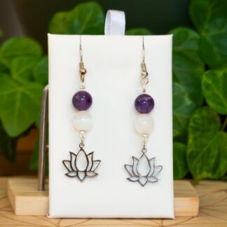 Boucles d'oreilles Améthyste/Sélénite