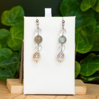 Boucles d'oreilles Labradorite/Cristal de Roche