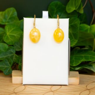 Boucles d'oreilles Ambre Citron ovale
