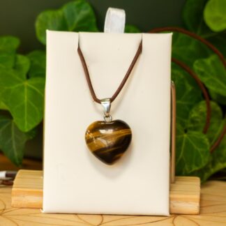 Collier pendentif cœur en Œil de Tigre