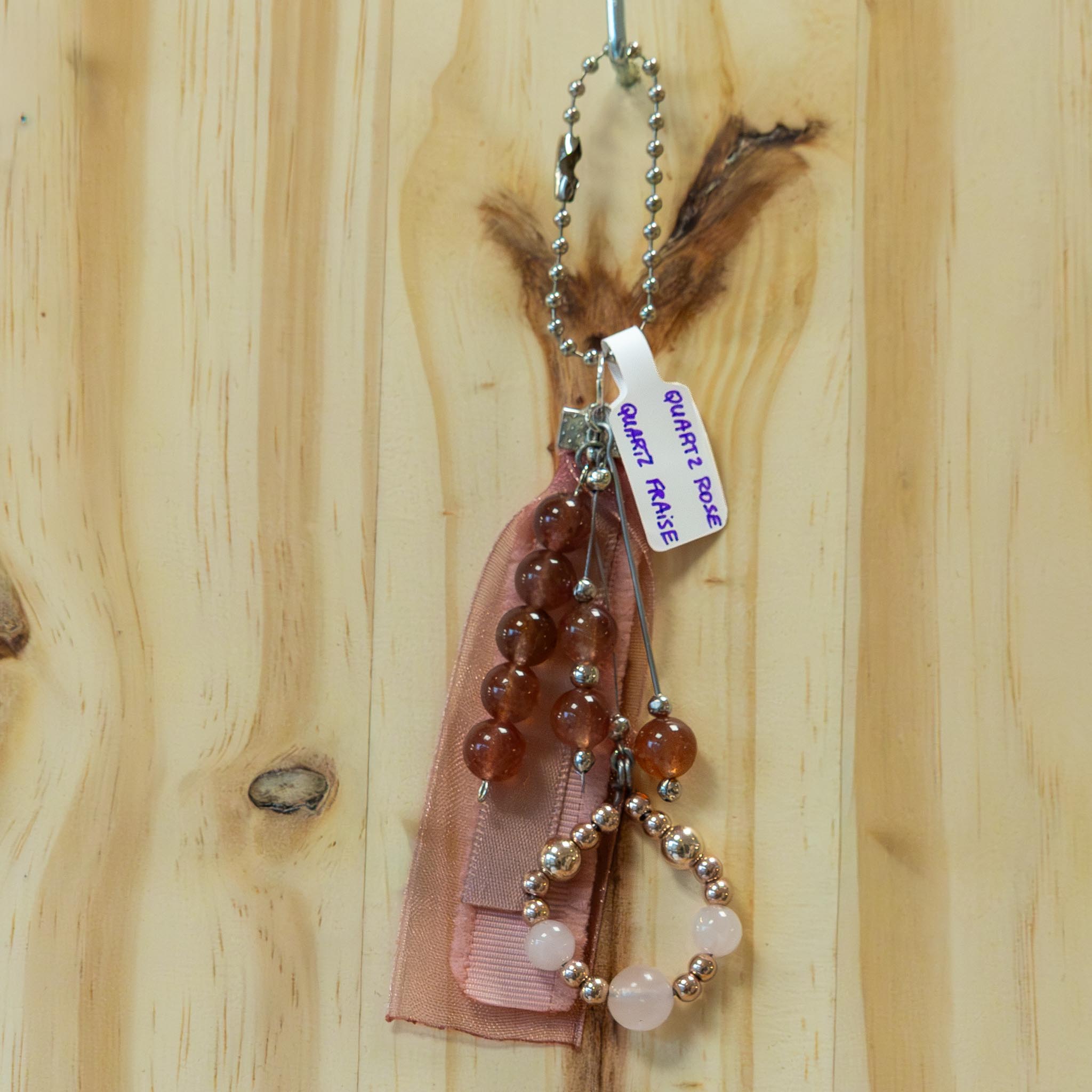 Bijoux de sac en Quartz Rose et Quartz Fraise